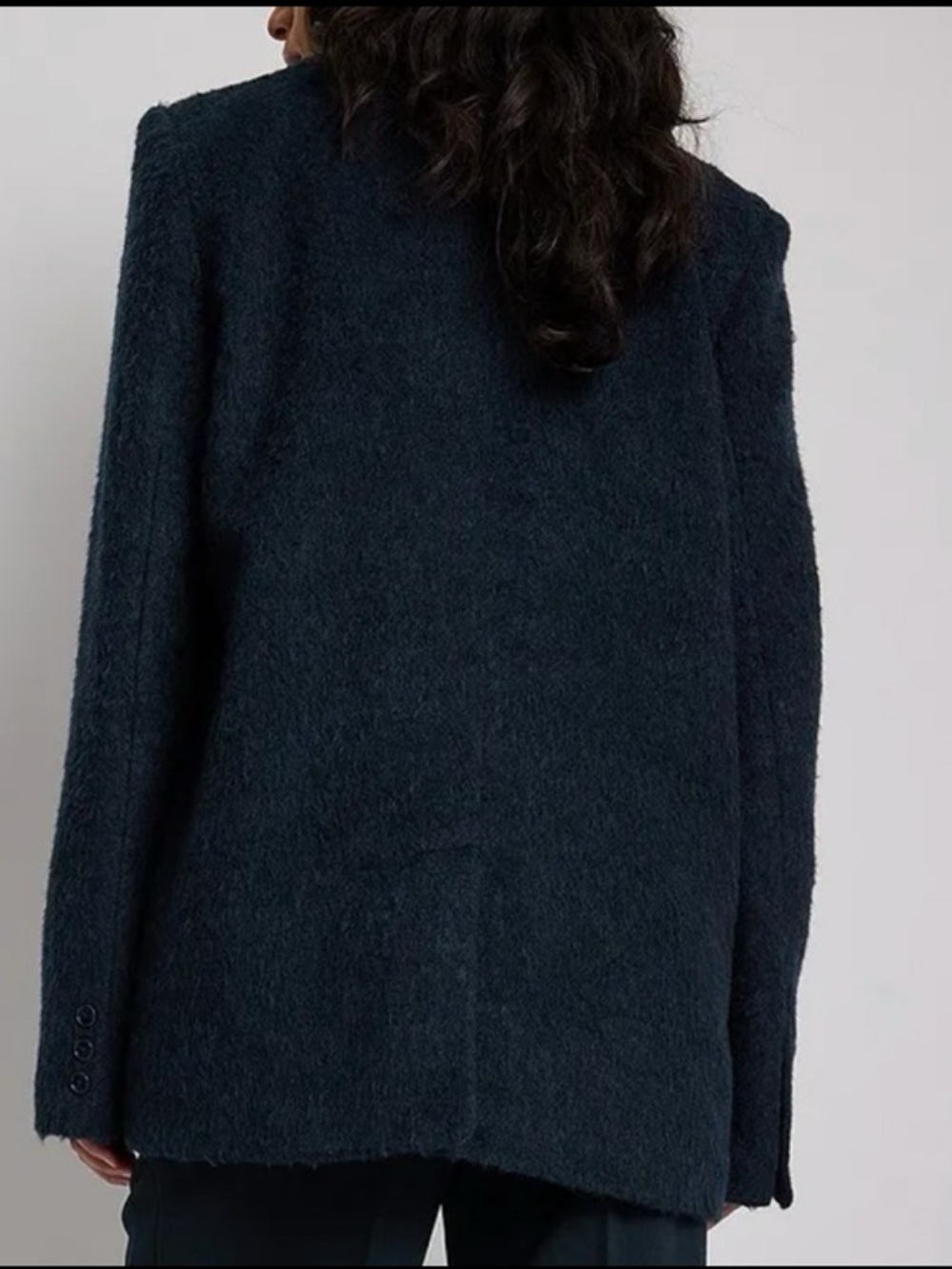 CLAIRE ROSE X NA-KD Navy Blue Brushed Wool Blazer Coat 34 Small - Picture 3 of 12